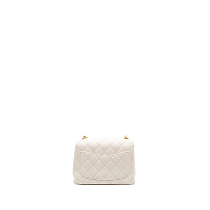 Chanel Pearl Crush Mini Square Lambskin White GHW (microchip)