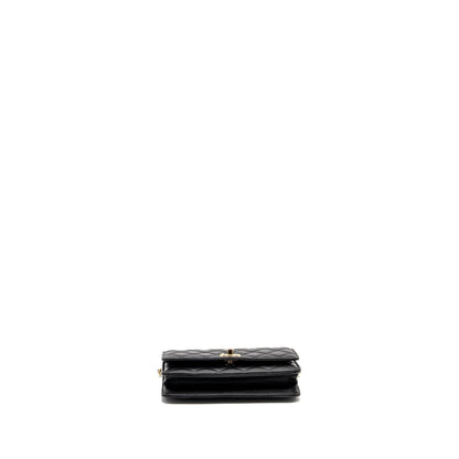 Chanel Pearl Detailed Top Handel Wallet On Chain Lambskin Black LGHW (Microchip)