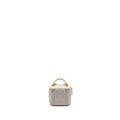 Chanel Top Handle Mini Vanity Case Lambskin Light Grey GHW