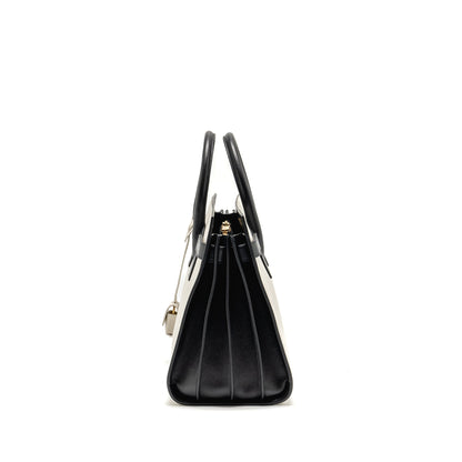 Saint Laurent /YSL Small Sac de Jour Tote Bag Calfskin White / Black GHW