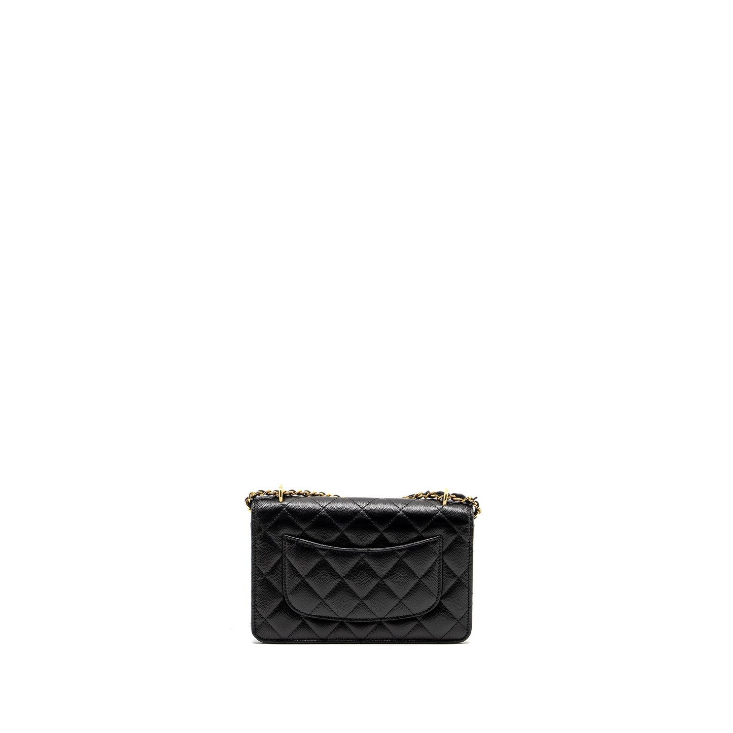 Chanel flap wallet with chain caviar black GHW (microchip)