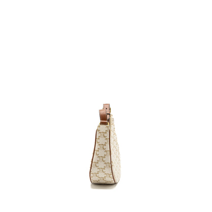Celine Ava bag triomphe canvas / calfskin white GHW