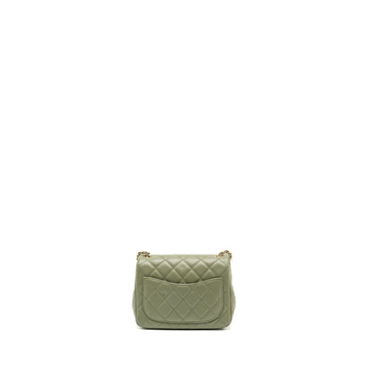Chanel pearl crush mini square flap bag lambskin green GHW (microchip)