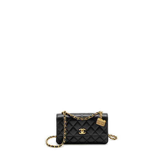 Chanel 23s Wallet On Chain with Bag Charm Caviar Black GHW(Microchip)