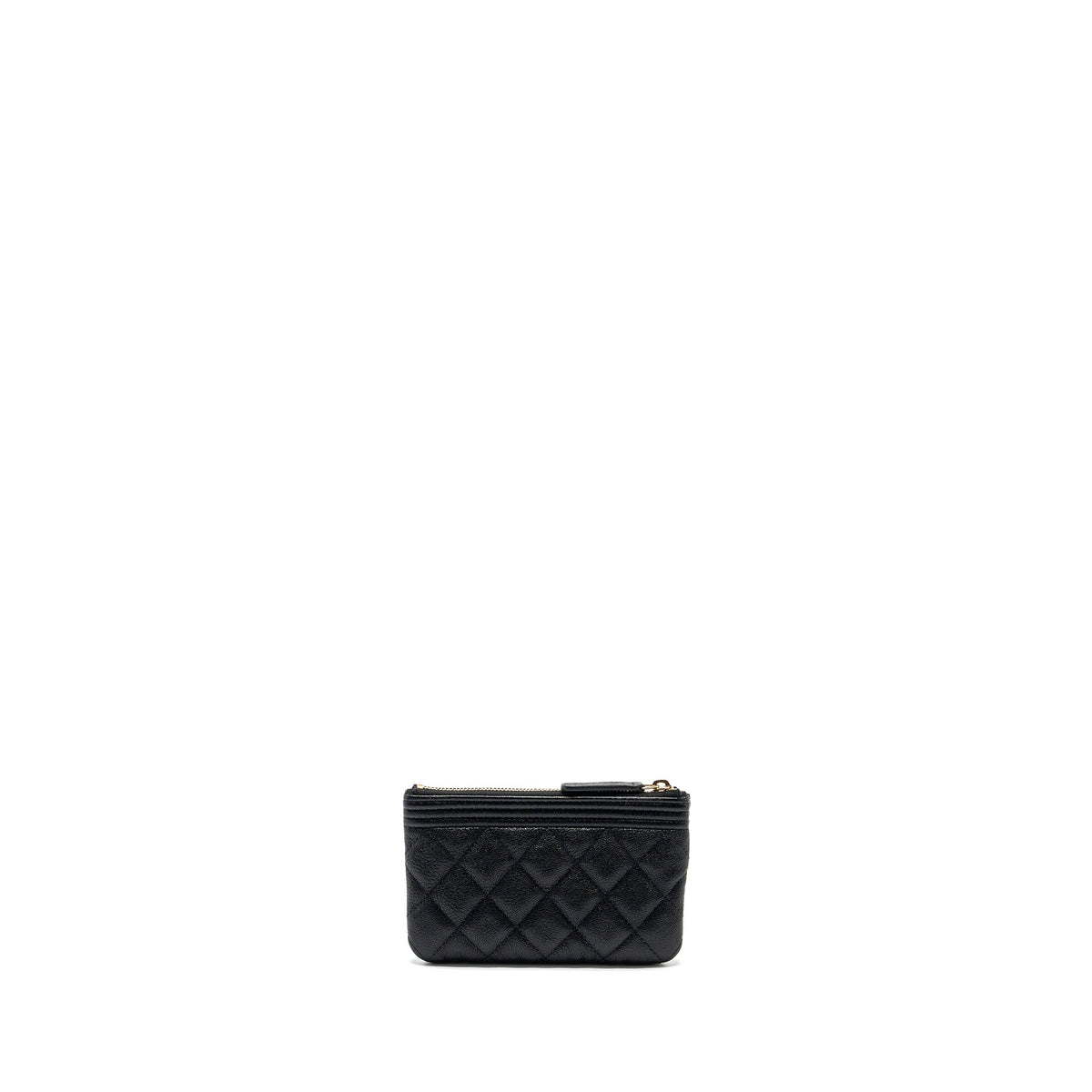 Chanel Small Boy Zip Pouch Shiny Grained Calfskin Black GHW