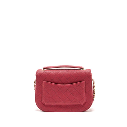 Chanel Giant CC logo Messenger Bag Grained Calfskin Pink LGHW