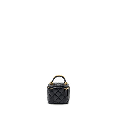 Chanel Top Handle Mini Vanity Case with Chain Lambskin Black GHW (Microchip)