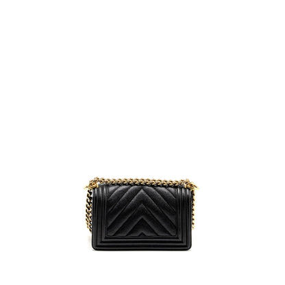 Chanel Chevron Small Boy Bag Caviar Black GHW