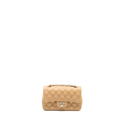 Chanel 22C mini rectangular flap bag lambskin beige LGHW (microchip)