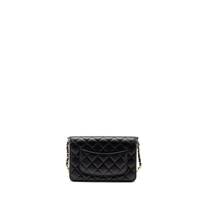 Chanel Wallet On Chain with Pearl Chain Lambskin Black LGHW (Microchip)