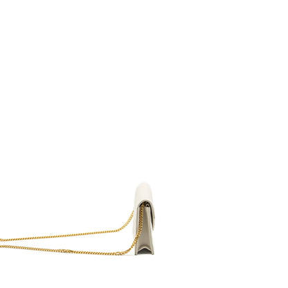 Saint Laurent envelope chain wallet grained calfskin cream soft GHW