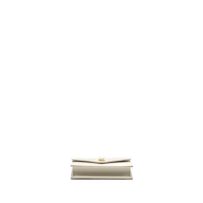 Saint Laurent envelope chain wallet grained calfskin cream soft GHW