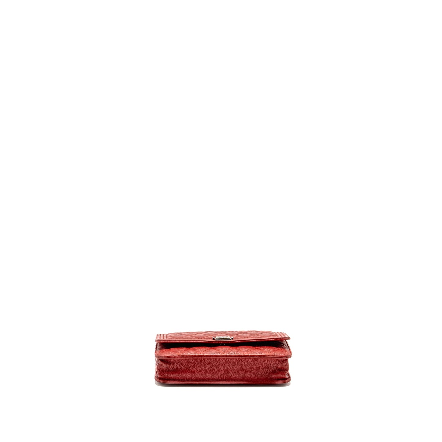 Chanel Boy Wallet On Chain Caviar Red Ruthenium Silver Hardware