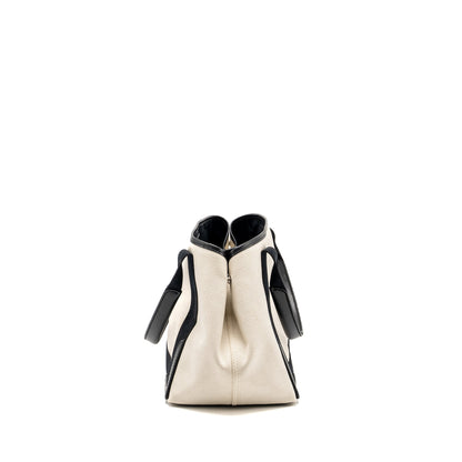 Balenciaga Cabas Tote Bag Canvas/Calfskin Natural/Black SHW