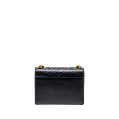 Saint Laurent /YSL Sunset Bag Python/Suede Navy GHW