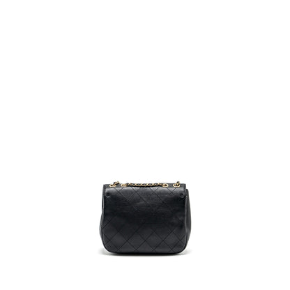 Chanel half moon quilted flap bag Grained Calfskin black GHW
