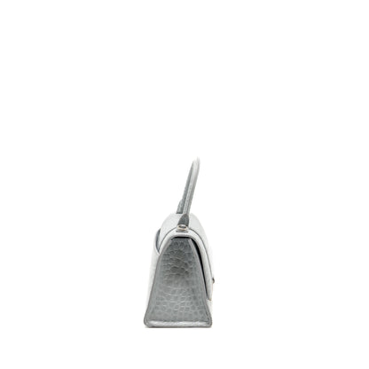 Balenciaga Small Hourglass Bag Croc-embossed Calfskin Grey SHW