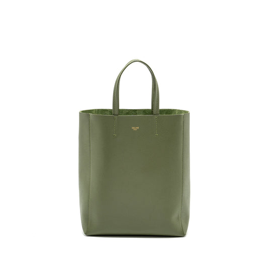 Celine vertical cabas tote bag grained calfskin green GHW