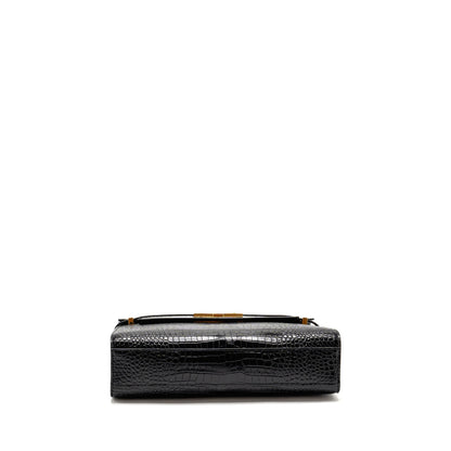 Saint Laurent medium Manhattan bag croc embossed calfskin black GHW
