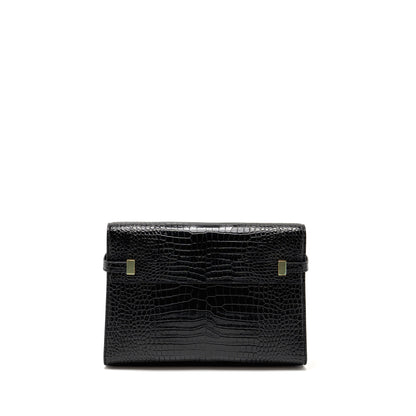Saint Laurent medium Manhattan bag croc embossed calfskin black GHW