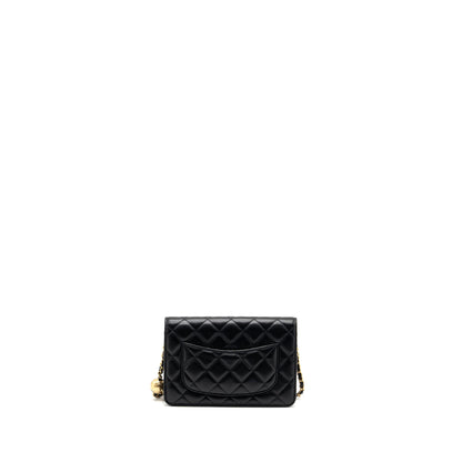 Chanel Pearl Crush Wallet On Chain Lambskin Black GHW