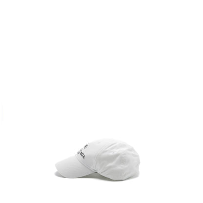 Balenciaga Size L Embroidery Baseball Cap Fabric White