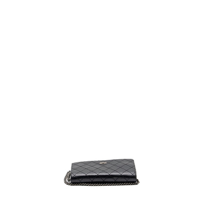 Chanel 2.55 reissue wallet on chain calfskin black ruthenium hardware