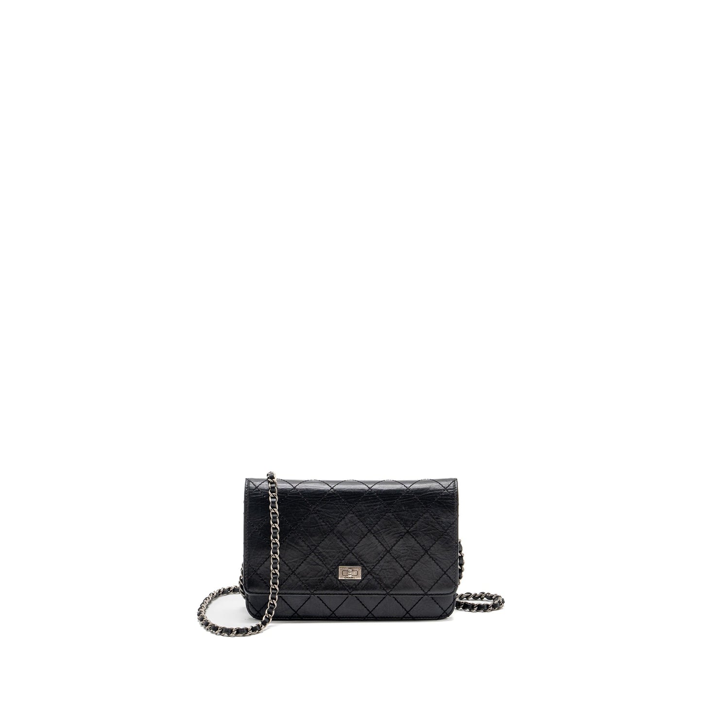 Chanel 2.55 reissue wallet on chain calfskin black ruthenium hardware