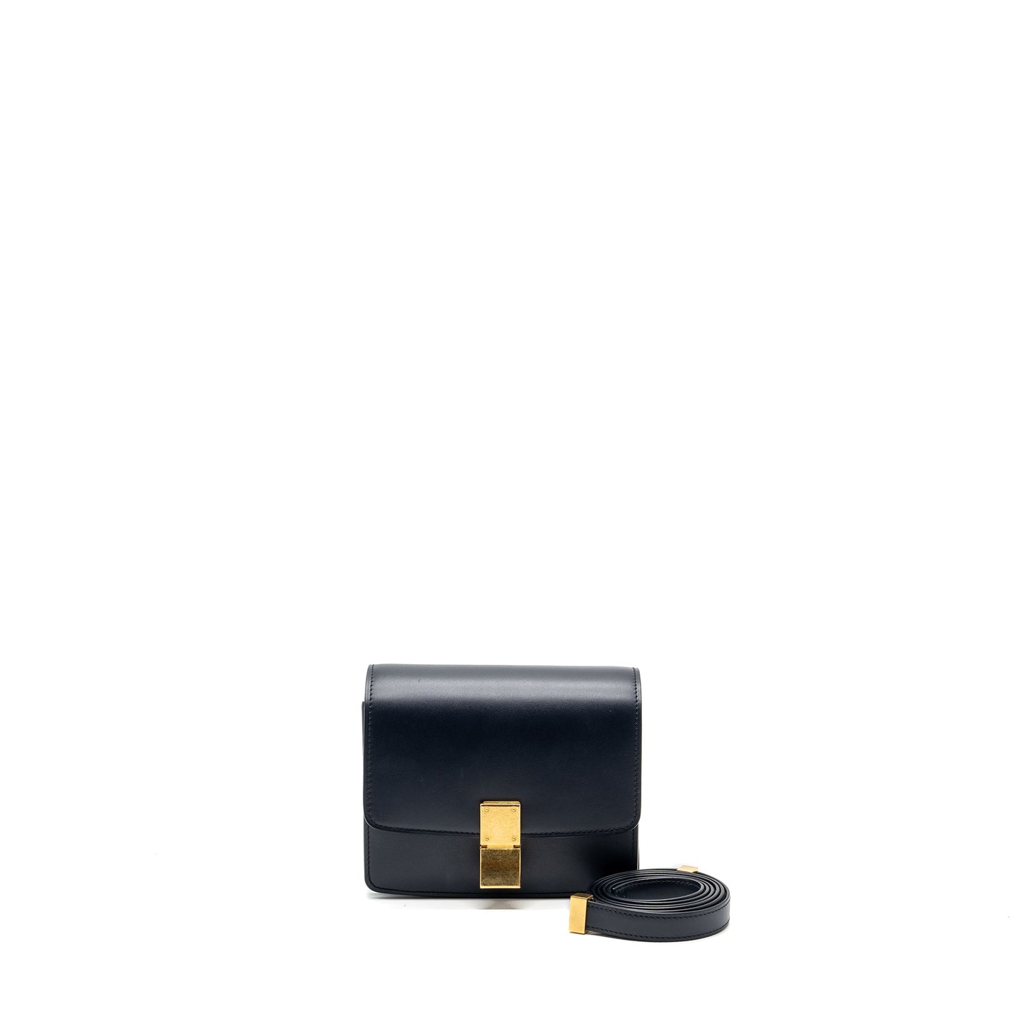 Celine mini box bag calfskin dark blue GHW