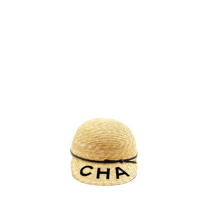 Chanel Size S 19S Letter Logo Straw Cap Brown/Black