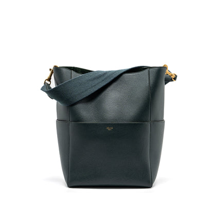 Celine Sangle bucket bag calfskin dark green GHW