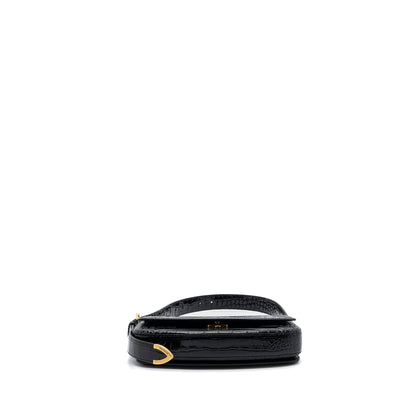 Balenciaga Ghost Sling Bag Croc Embossed Leather Black GHW