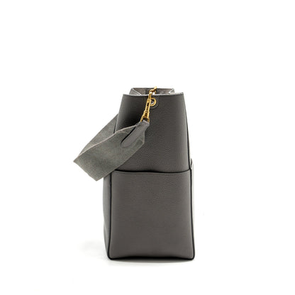 Celine Sangle Bucket Bag Grained Calfskin Grey GHW