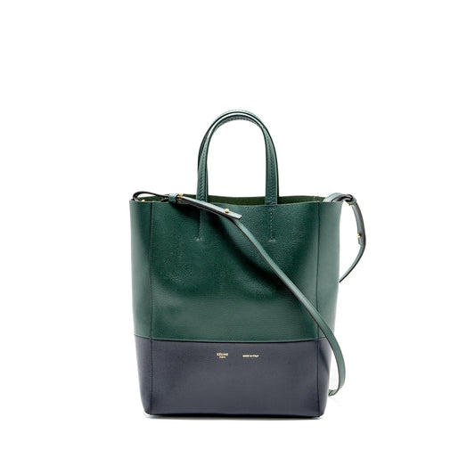Celine vertical cabas calfskin green / navy GHW