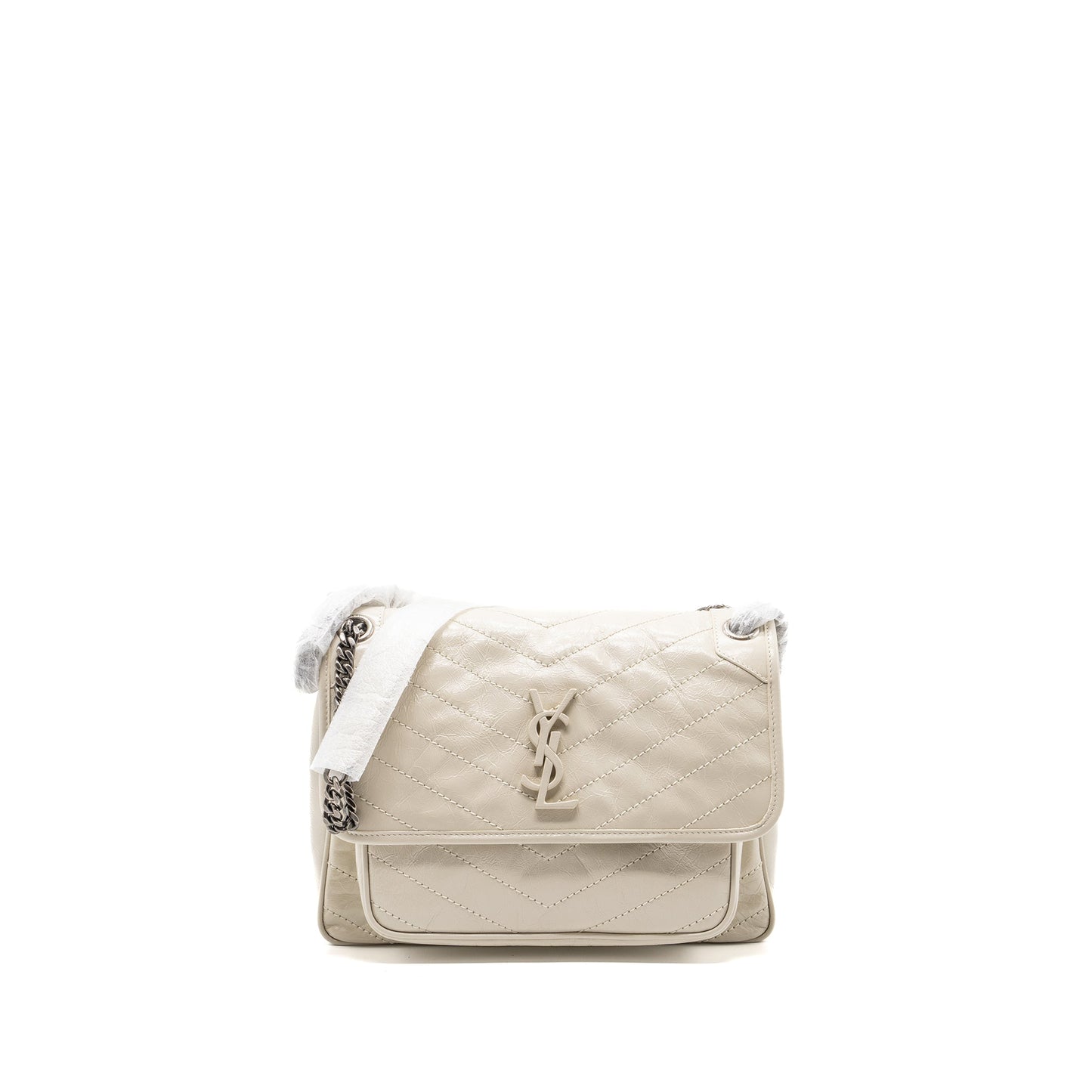 Saint laurent medium Niki calfskin blanc SHW