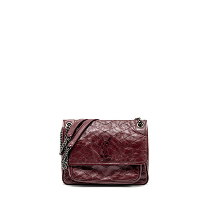 Saint Laurent Niki Medium leather dark red ruthenium hardware