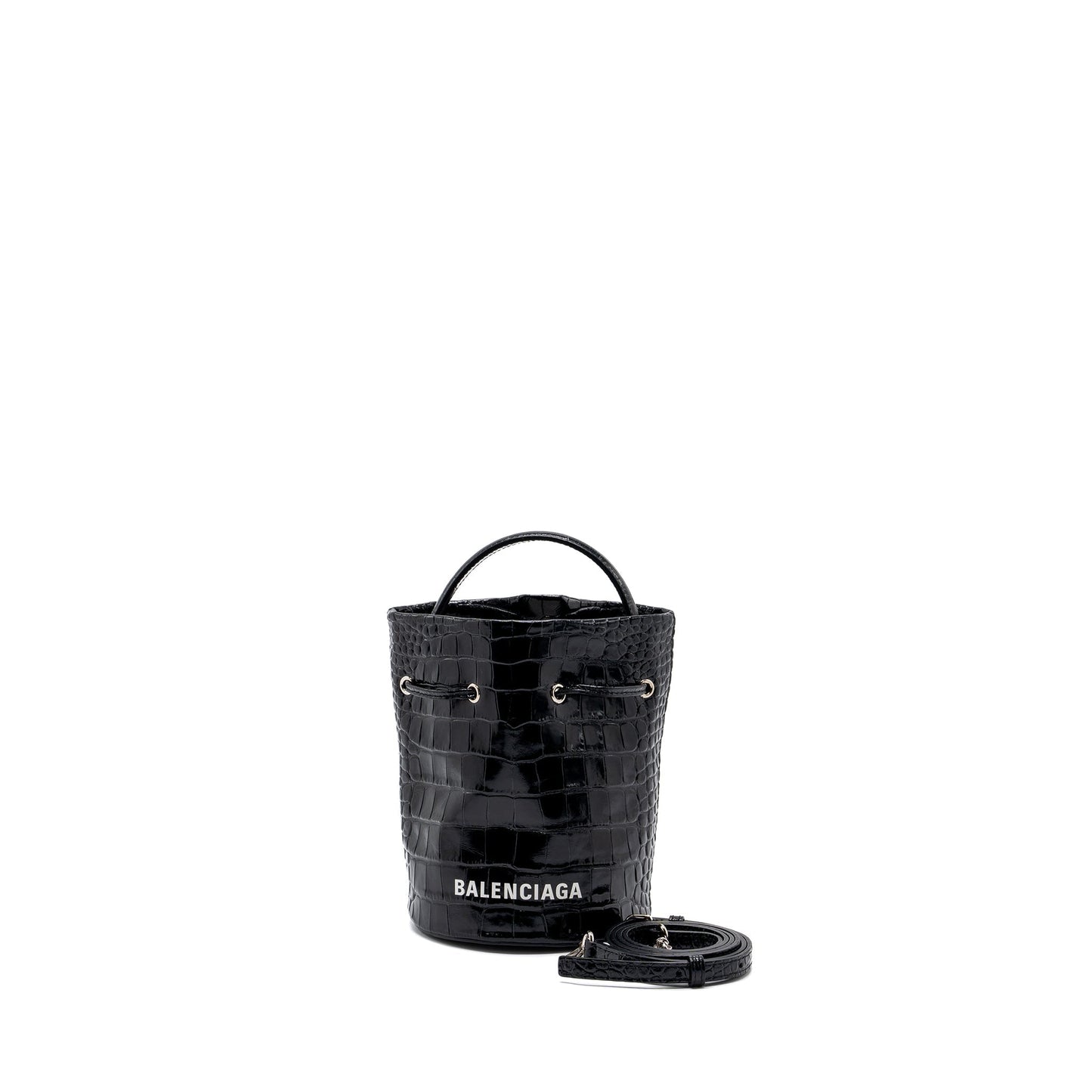 Balenciaga XS Everyday Drawstring Bucket Bag Black SHW