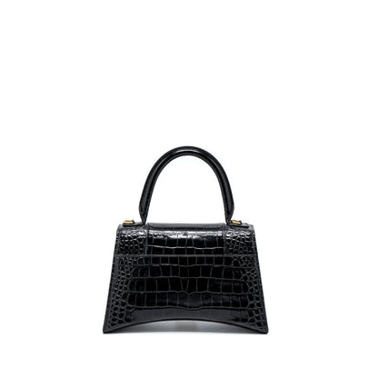 Balenciaga Hourglass Small Handbag Croc Embossed Calfskin Black GHW