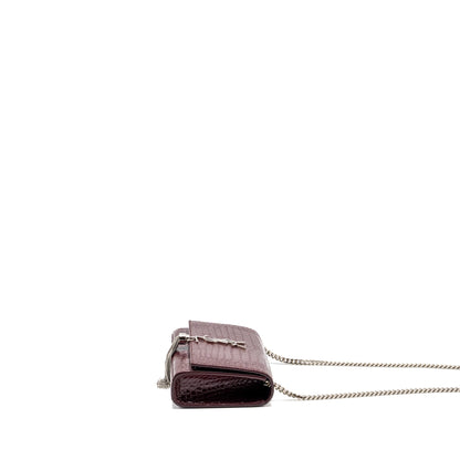 Saint Laurent/YSL Kate Bag Croc Embossed Calfskin Burgundy SHW