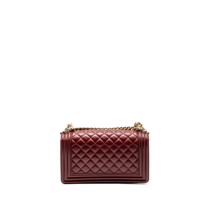 Chanel Medium Boy Bag Lambskin Dark Red LGHW