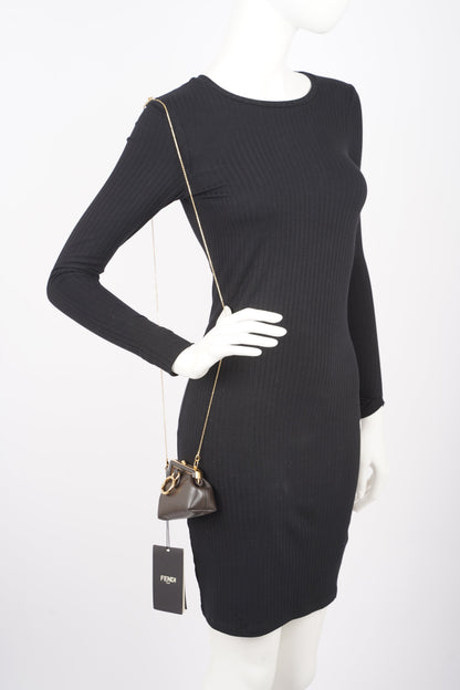 Fendi Womens Nano Fendi First Charm Dark Brown Gold