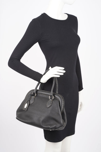 Fendi Womens Selleria Handbag Black