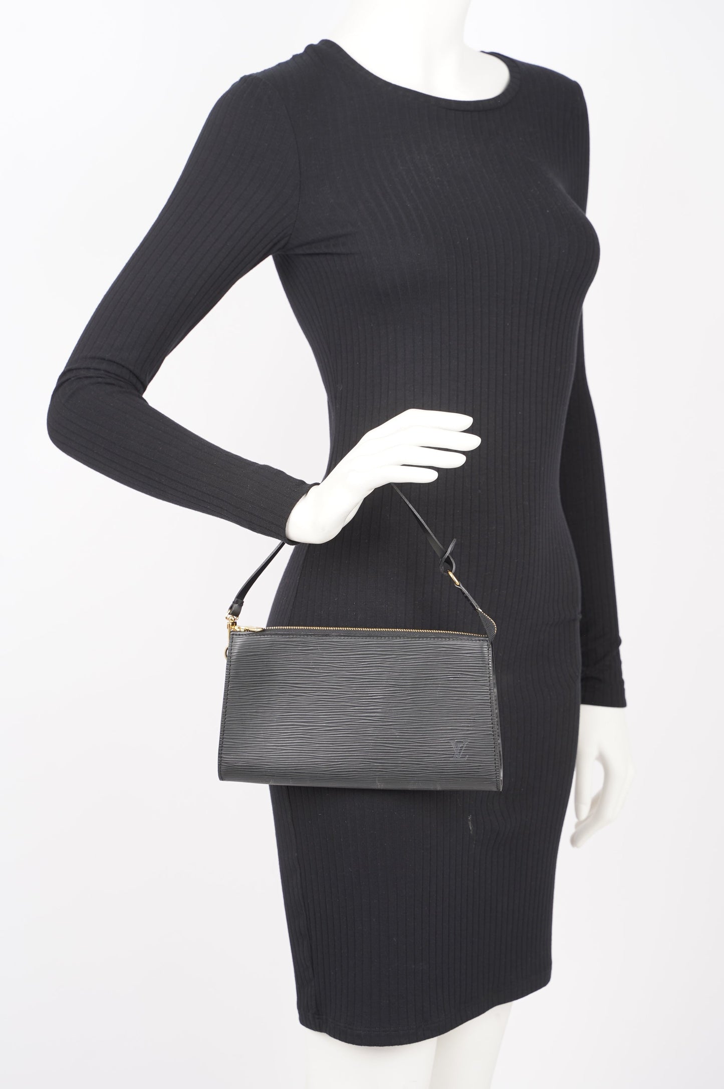 Louis Vuitton Womens Pochette Black Epi Leather