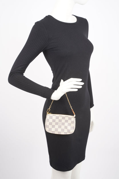 Louis Vuitton Womens Mini Pochette Damier Azur
