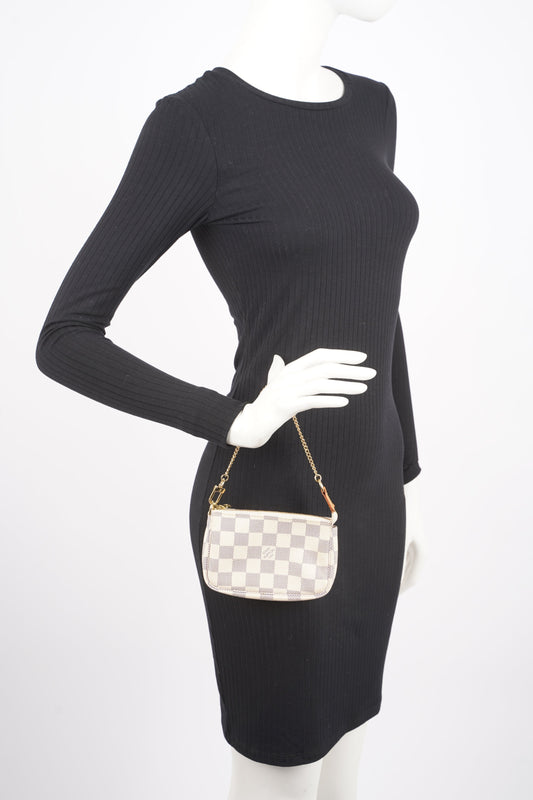 Louis Vuitton Womens Mini Pochette Damier Azur