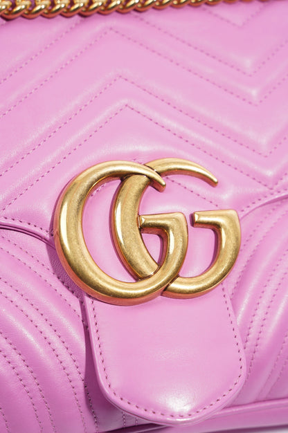 Gucci Womens Marmont Flap Pink Gold Medium