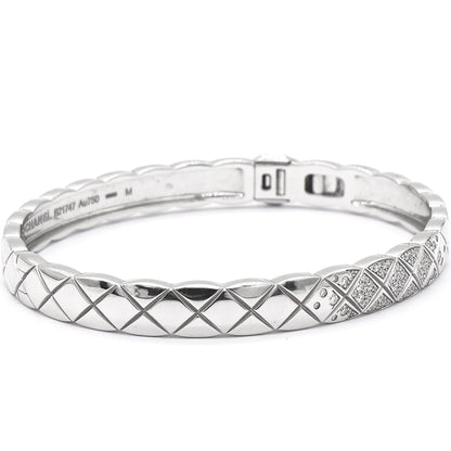 Coco Crush 18K White Gold Diamond Band Bangle