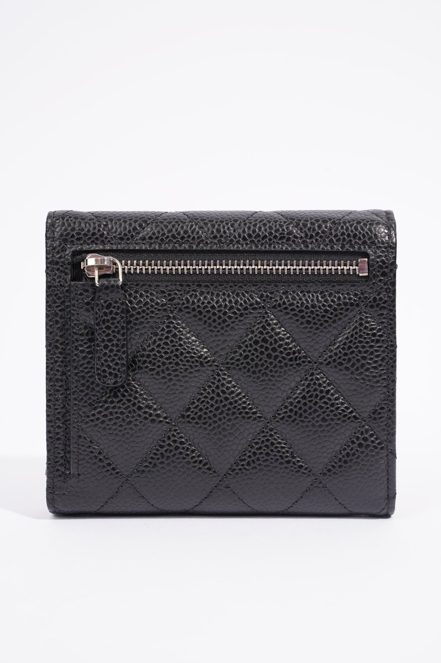 Chanel Womens Classic Flap Wallet Black Caviar Leather Small