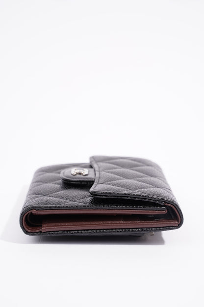 Chanel Womens Classic Flap Wallet Black Caviar Leather Small