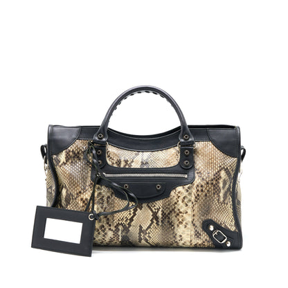 Balenciaga Classic City Python Leather SHW